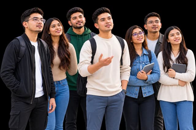 Group of students asking Dimpu Baruah
